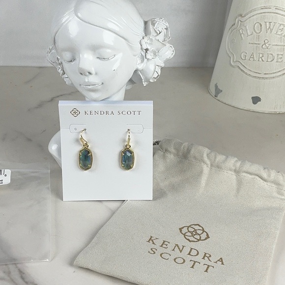 Kendra Scott Lee Gold Blue Lilac Abalone Small Drop Earrings NWT‎ New - Picture 3 of 8